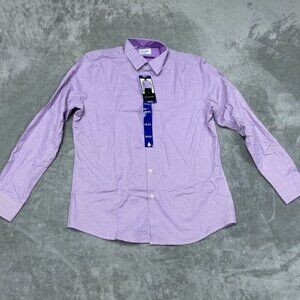 Duchamp Mens Slim Fit Dress Shirt 16.5/L Purple Check Long Sleeve a0430